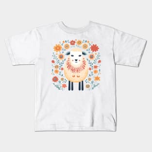 Scandinavian Folk Art Sheep Kids T-Shirt
